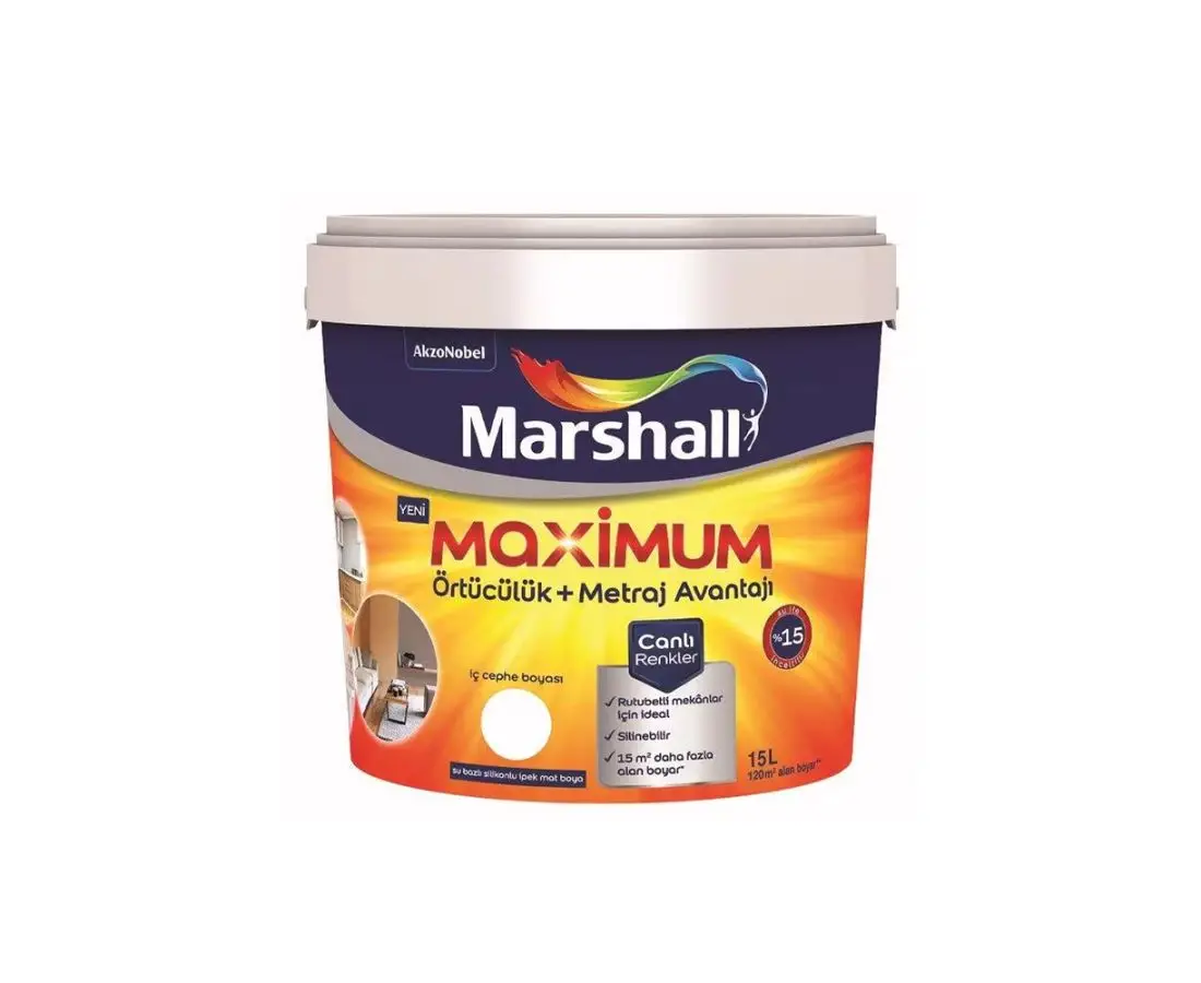 საღებავი ინტერიერის MAXIMUM IPEK MAT Marshall 15ლტ — ინტერიერის საღებავი